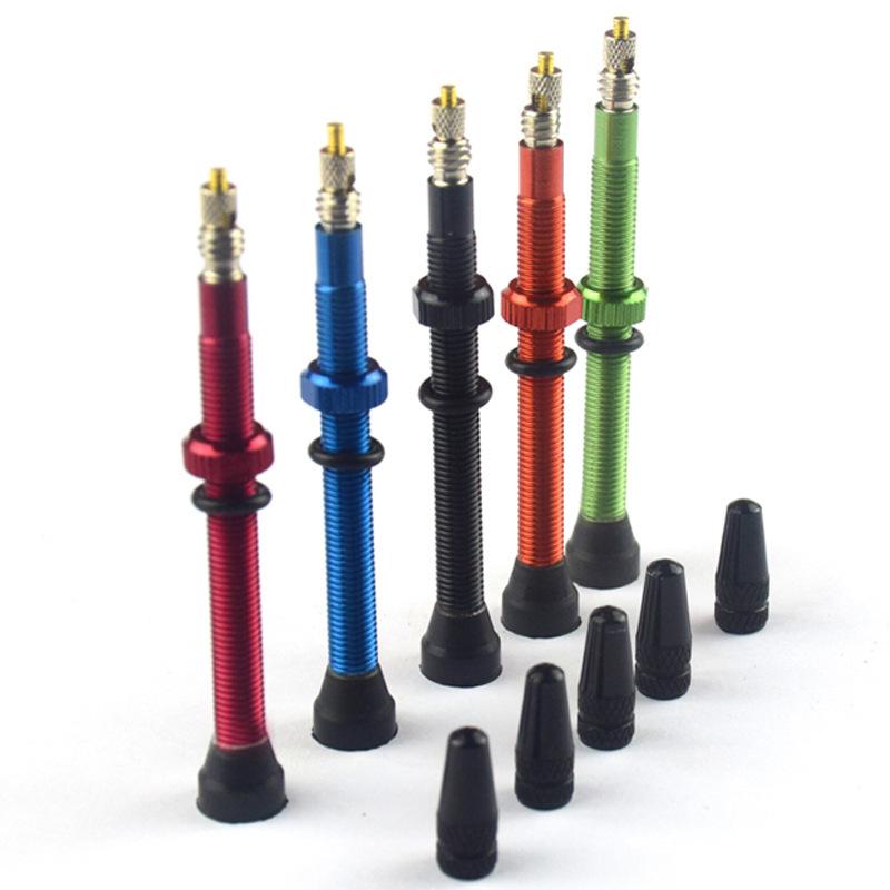 2Pcs Tire Nozzle Cap 40/60Mm Bike Tubeless Valve F/V Presta Cnc Machined Anodized  Road Bicycle Tire Valves Tubeless
