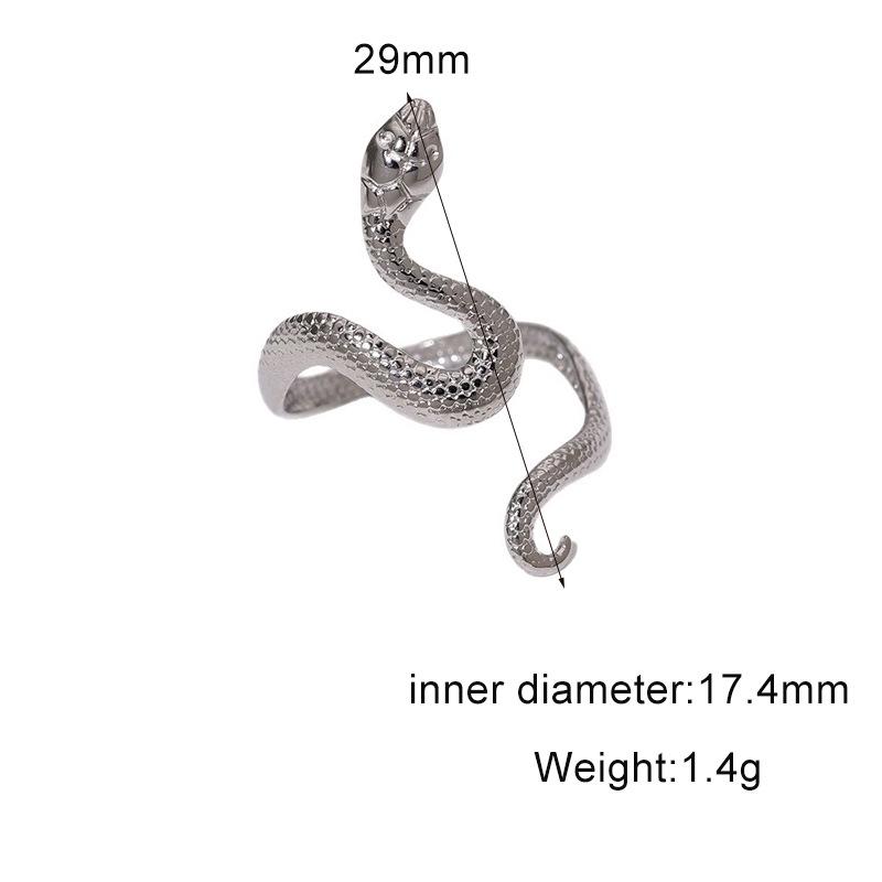 Exaggerated Snake Ring: 18K Gold Plated, Inlaid Diamonds, Stainless Steel, European & American Style Versatile Irregular Design.