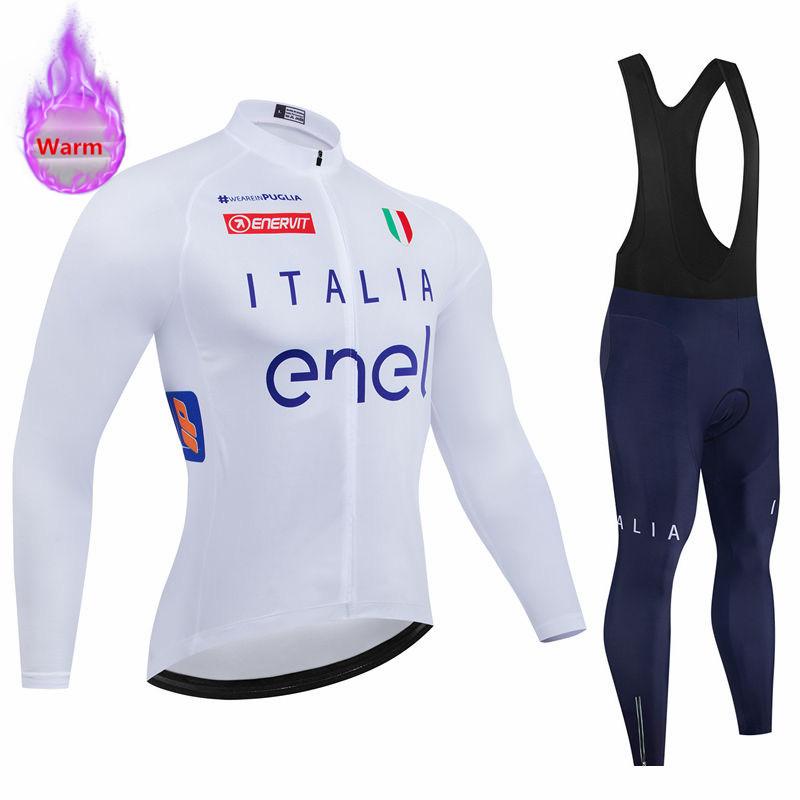 Italia Winter Thermal Fleece Long Sleeve Cycling Jersey Set Bib Pants Ropa Ciclismo Bicycle Clothing MTB Bike Mens Pro Team Suit