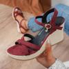 2024 Damen Sommer Koreanische Keilabsatz Peeptoe Römersandalen mit Schnalle