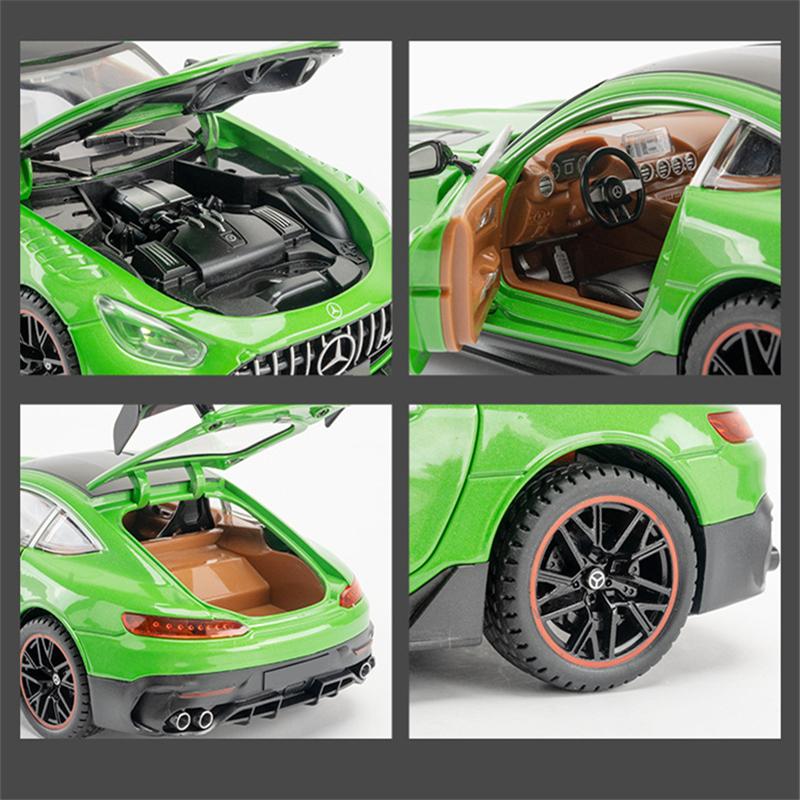 1/18 Benzs-GT GTR Legierungs-Rennwagenmodell Druckguss-Metallspielzeug-Sportwagenfahrzeuge Modellsimulation Ton und Licht Kindergeschenke