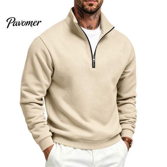 Versatile Weekend Wear Mens Quarter Zip Sweatshirt, Stand Collar Athletic Fleece Pullover, Ribbed Hem Cuffs, Casual Streetwear Hoodie Long Sleeve