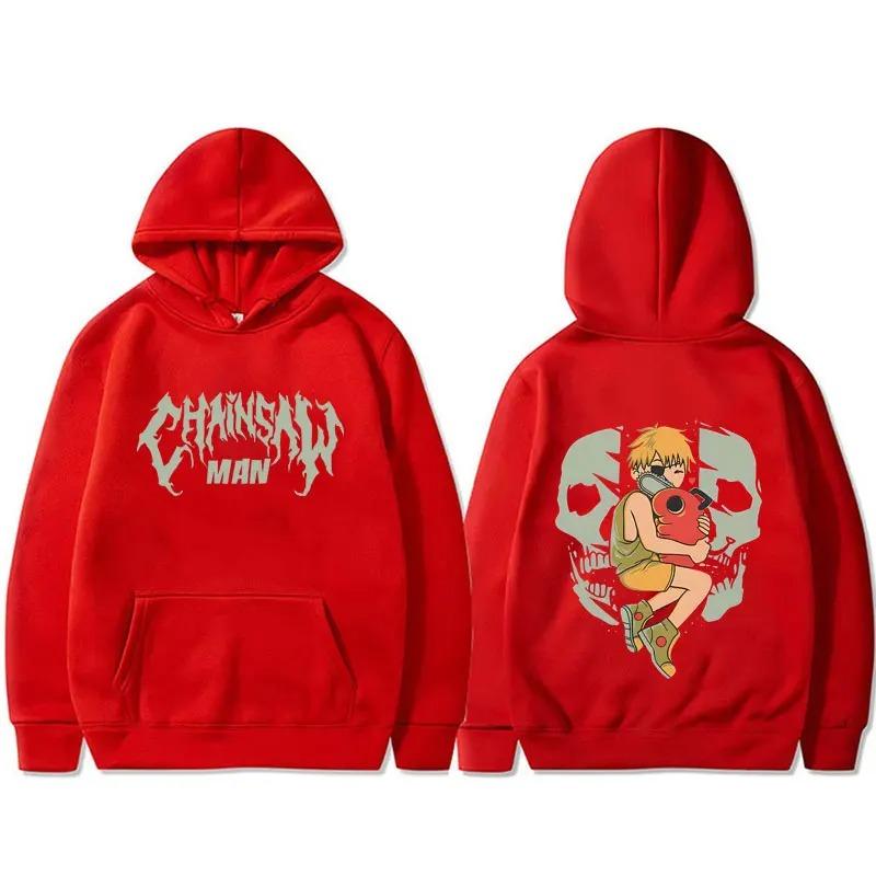 Anime Chainsaw Man Hoodie Funny Cartoon Denji Pochita Graphic Hooded Sweatshirt Men's Women's Manga Cosplay Oversized Streetwear