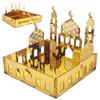 Ramadan Tray Eid Mubarak Serving Tray Hollow Palace Acrylic Mirror Tray Fruit Plate Tableware Dessert Platters DIY Display Holder Ramadan Decor
