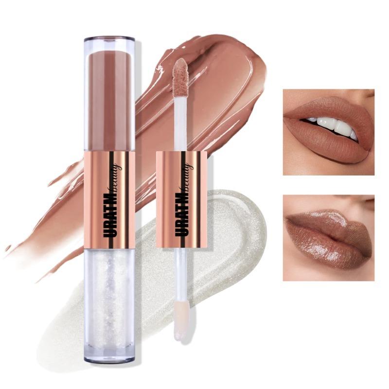 Double Head Lip Glaze Matt Überlappender Pearl Shine Lip Gloss Langanhaltender Lip Glaze Hochpigmentierter Lippenstift Geschenk für Frauen
