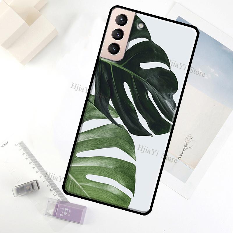 Leaves Monstera Green Case For Samsung Galaxy S23 Ultra Note 20 10 S9 S10 Plus S20 S21 FE S22 Ultra Phone Cover