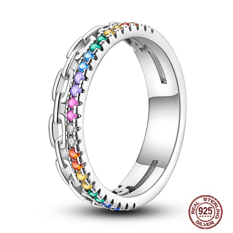 Shine Women koppar Fingerringar 925 Sterling Hjärta Krona Glöd Eldfluga Stjärna Sol Tusensköna Stapelbar Originalring Årsdag Zirkon