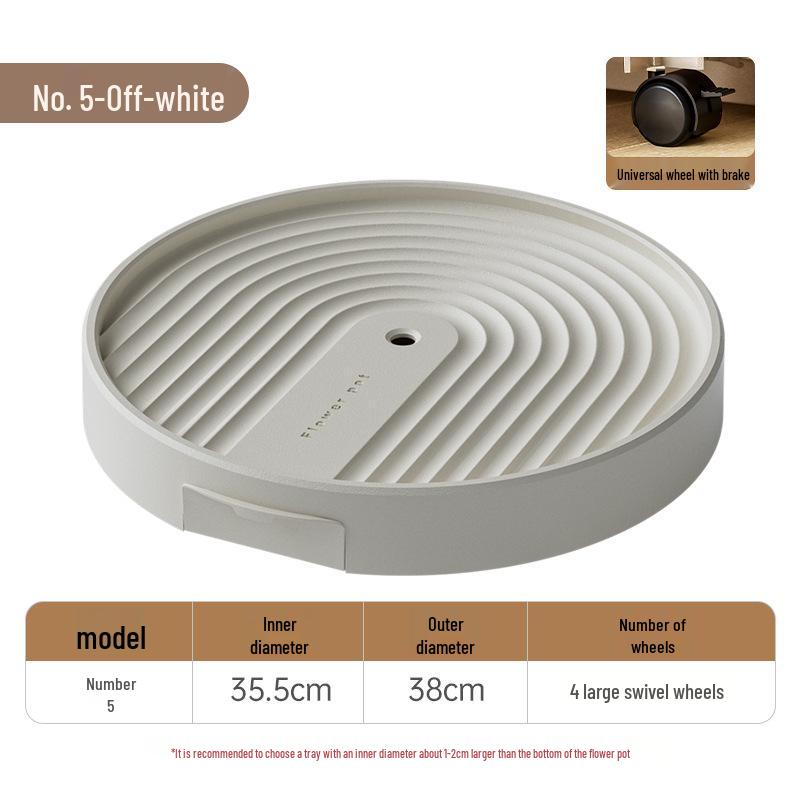 Large Movable Flower Pot Tray with Universal Wheels & Water Collection, Thick Plastic