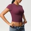 Double Sided Nylon Casual Tight Quick Drying Pilates Top Yoga Suit Short Sleeved Running Fitness T-shirt