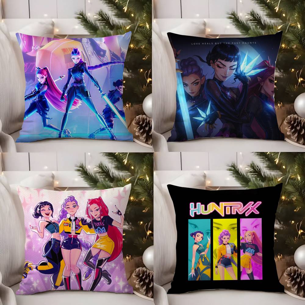 Anime Kpop D-Demon H-Hunters Pillow Case Sofa Short Plush Double-sided HD Printing Room Home Office Gift Cushion Cover