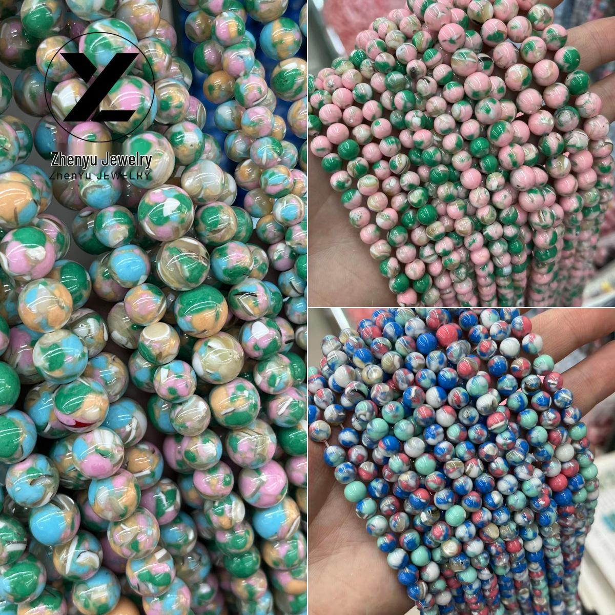 Round Synthetic Turquoise Beads for DIY Jewelry Making - Handmade, Colored, Semi-finished Accessories 6mm / approx. 60 beads per string