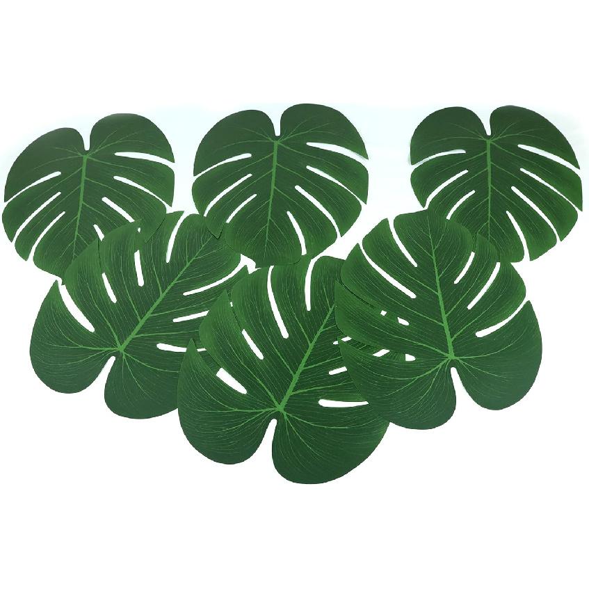 Hopeak Artificial Palm Leaves 24 Pieces Large Palm Leaves for Hawaiian Luau Party Jungle Beach Theme Party Birthday Table and Wall Decorations
