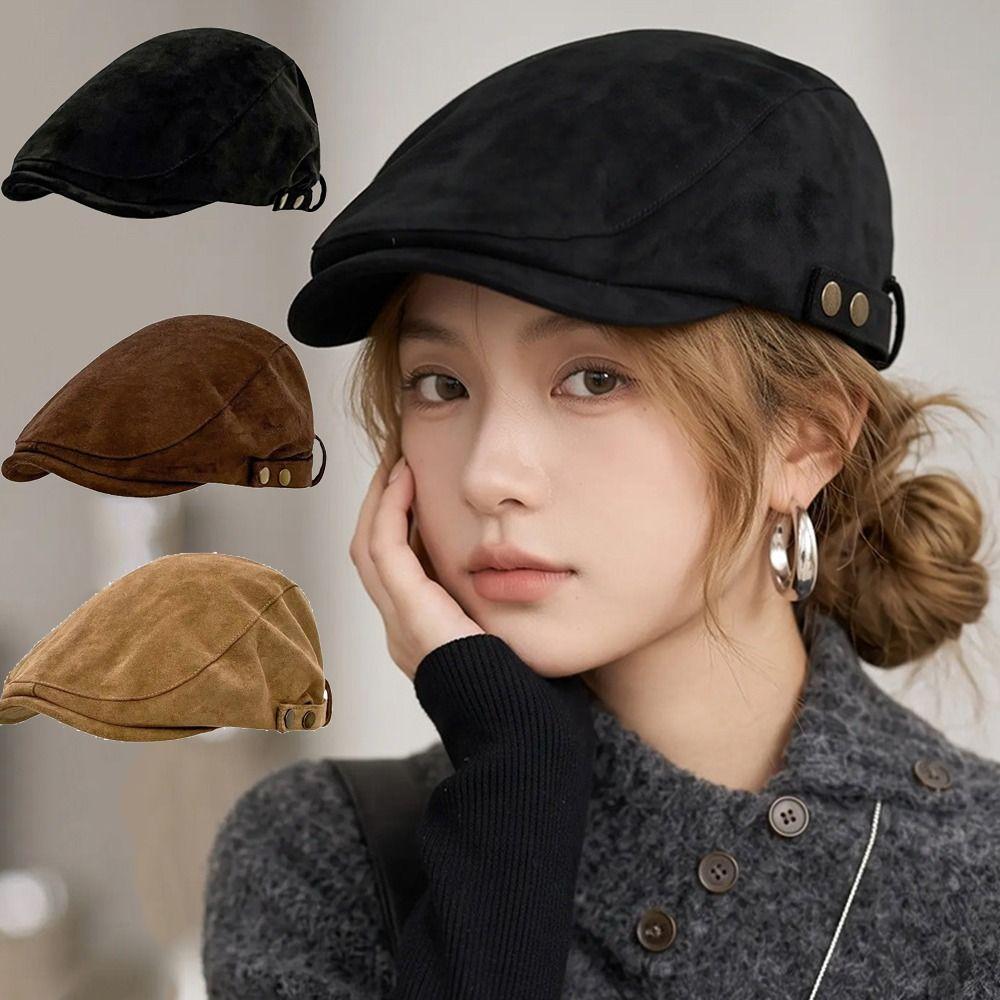 Warm Suede Beret Hats Slim Face Painter Beret Premium Beret Cap Street Trend