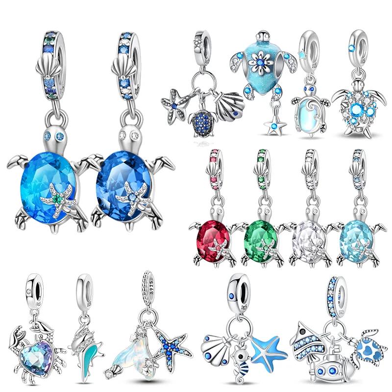 Kupfer Krabben Ozean Serie Blaue Schildkröte Seestern Muschel Passen Original Armband Charms Für Frauen DIY Feinschmuck Geschenke