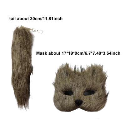 Tiermaske und Schwanz-Set, süßes Zubehör, lang, für Nachtclub, Party, Urlaub