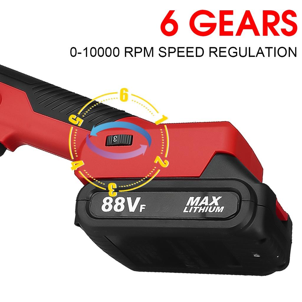 1580W 7500 mAh Electric Polishing Cutting Power Tool 6 Gears Adjustable Angle Grinder For 18V Battery