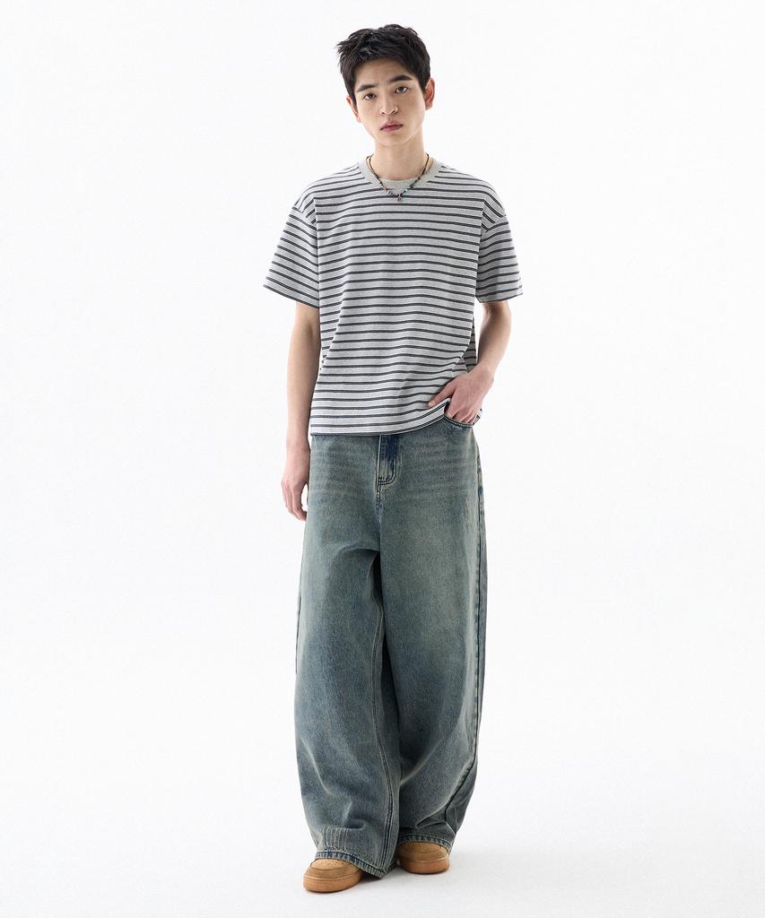 FILLUMINATE Semi-Crop Tone-On-Tone Striped T-Shirt - 3 Colors