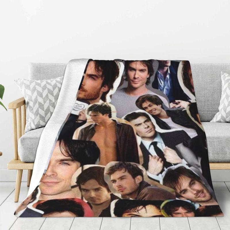 Custom The Vampire Diaries Blanket Soft Flannel Fleece Warm Damon Salvatore Doodles Throw Blankets Bedroom Sofa Bedspreads 130x150cm