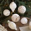 Christmas Ornaments White And Golden Vintage Ball Finial Christmas Tree Ornaments Shatterproof Plastic Farmhouse Hanging Decor