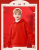 Unisex Red Fleece-Lined Hoodie for Kids - Warm New Year’s Greeting Outfit