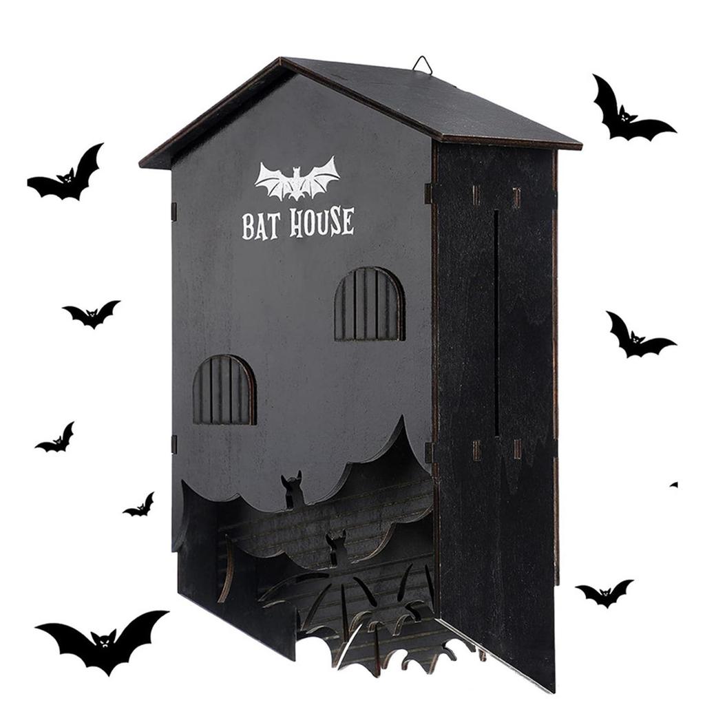 Wooden Bats House Three Chamber Bats Box Stable Decoration Professional Wall Hanging for Garden Land and Roost Yard Outdoor