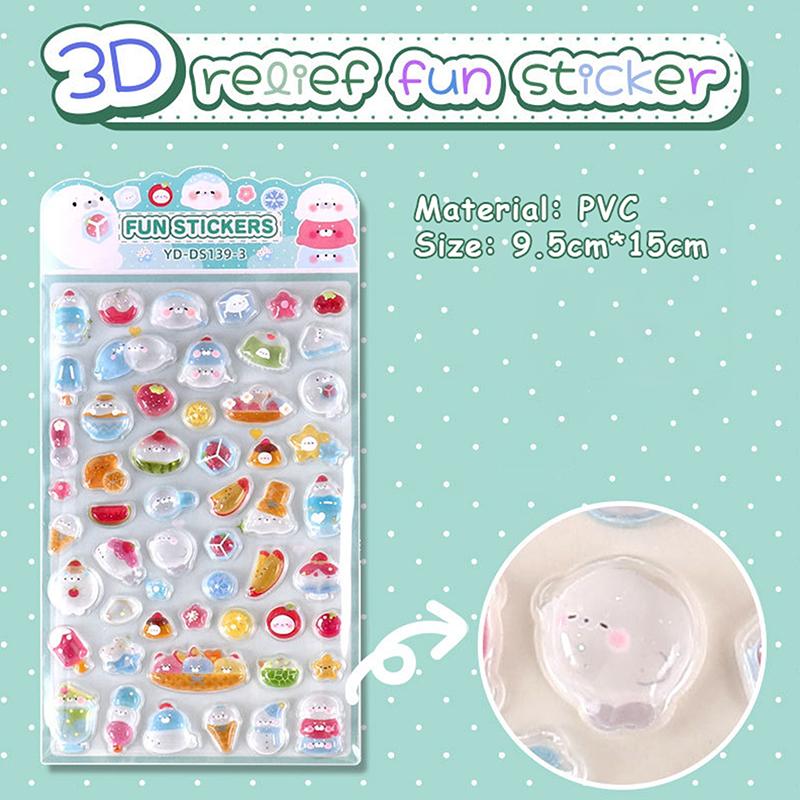 

1/4Pcs Cute 3D Embossed Stickers Material Perfect For Handmade Diy Scrapbooking Journaling Supplies Phone Case Decor 09
