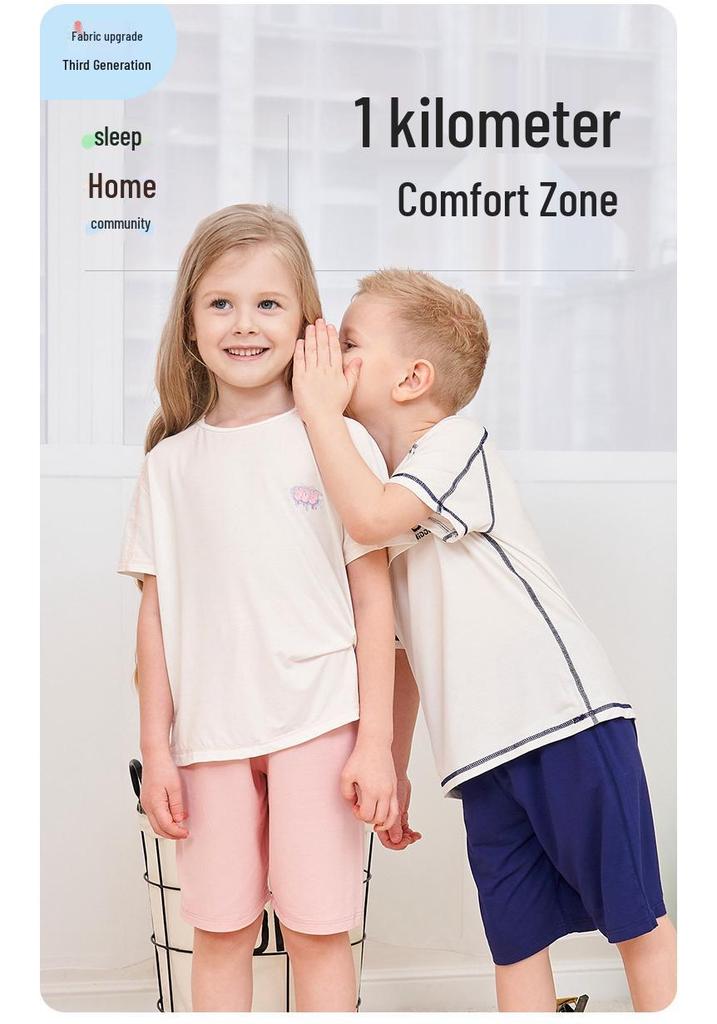 Children's Soft Summer Short-Sleeve Top & Shorts Pajama Set for Boys & Girls