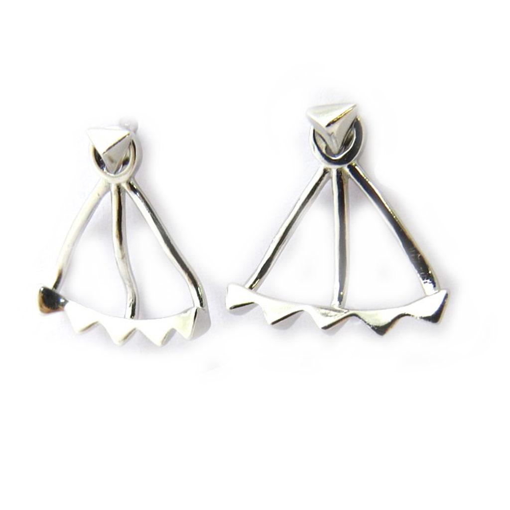 Les Trésors De Lily [M7340] - Boucles contours de lobes argent 'Triangles' argenté (rhodié) - 15x13 mm