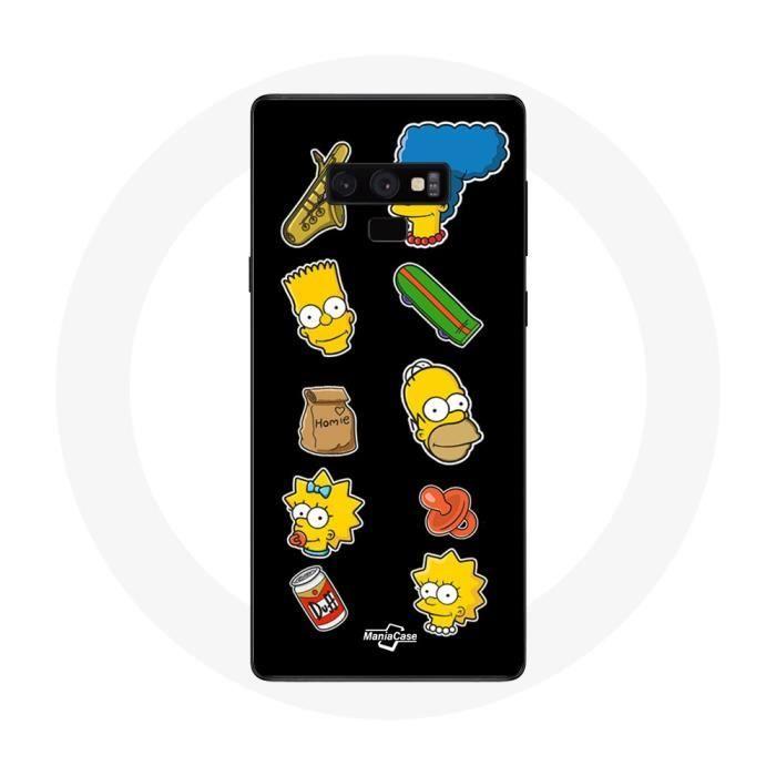 Coque pour Samsung Galaxy Note 9 Les Simpson autocollants fond noir