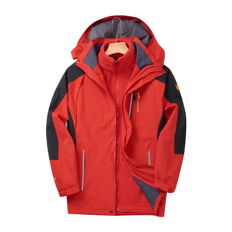 Outdoor Windproof 3-in-1 Detachable Mountaineering Suit with Two-Piece Fleece Liner