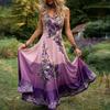 Plus Size Sleeveless Maxi Dress Floral Print V Neck Long Dress Elegant Casual Summer Dress for Women