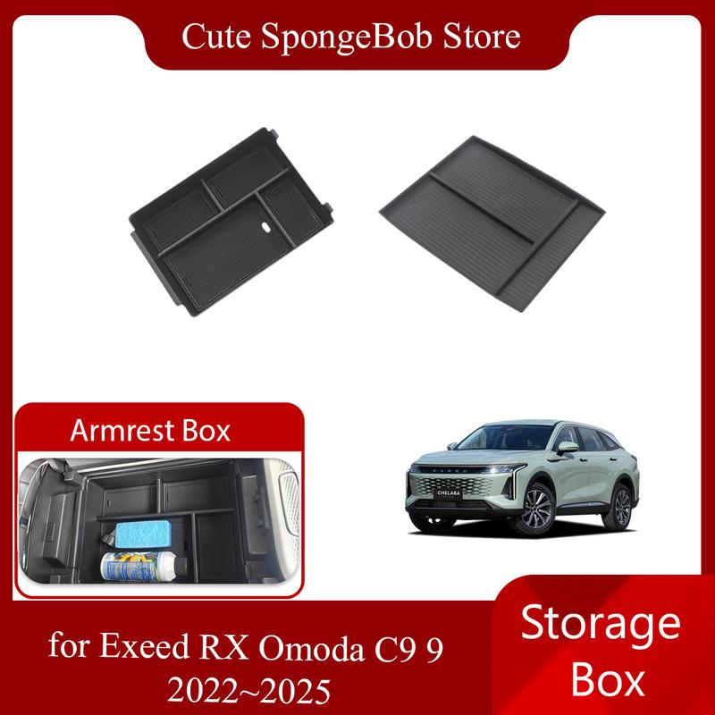 Car Storage Box for Exeed RX Omoda C9 9 ~2025 Armrest Rubber Mat Central Console Sundries Organizer Tray Accessories