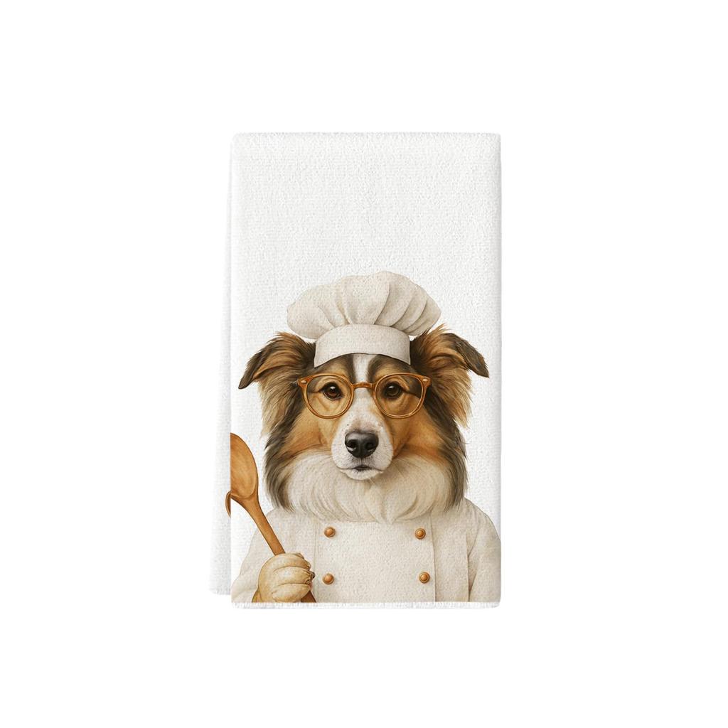 Assorted Cute Puppies Wearing Hats and Face Masks Tea Towels - Printed Kitchen Dish Towels and Rags