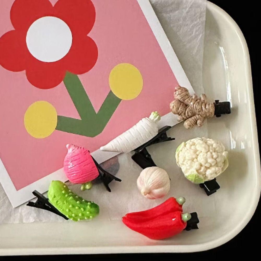

Mini Vegetable Hair Clip Cauliflow Funny Barrette Creative Food Side Bangs Clip Party