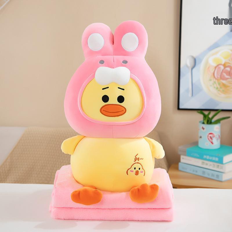 Strawberry Hugging Pig & Little Bear Plush Toy Blanket – Dual-use Nap & Travel Comfort for Kids