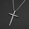 925 Sterling Silver Elegant Zircons Cross Pendant Necklace For Women Men Christian Clavicle Chain Party Jewelry Fine Gifts