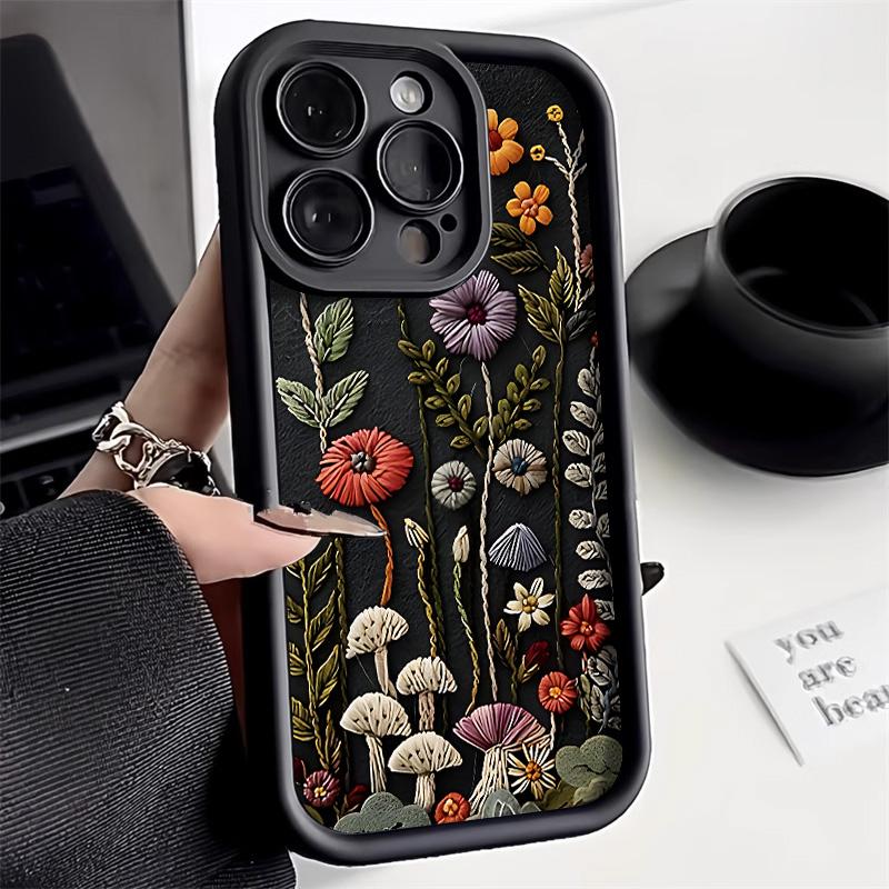 Leaf Pattern Cute Flower Phone Case For iPhone 13 16e 11 15 12 14 16 17 Pro Max 7 8 Plus X XR XS SE Soft Liquid Silicone Cover