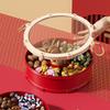 7-Compartment Drum Shape Nut Serving Tray Round Dustproof New Year Candy Box with Lid Sealed Spring Festival Snack Serving Plate