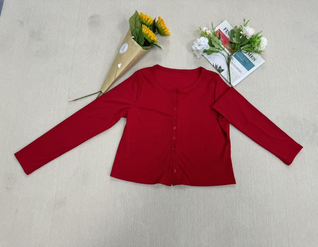 Ebay2025 Damen Frühling/Sommer Slim-Fit Einfarbig Knopf-Cardigan