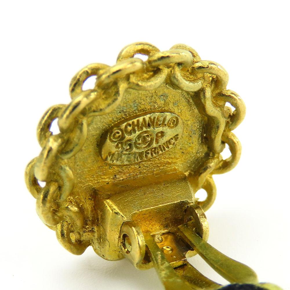 Used CHANEL Earring COCO Mark metal 9g gold Accessories