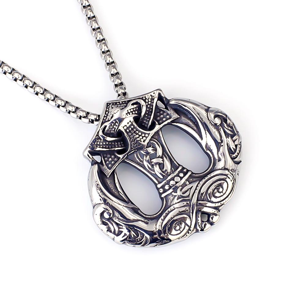 Viking Dragon Pattern Stainless Steel Necklace Bold Retro Fashion Jewelry