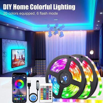 1–30M RGB LED Strip Lights 5V USB Bluetooth APP & 24-Key Remote Control Flexible Light for TV Backlight Bedroom Party Decor