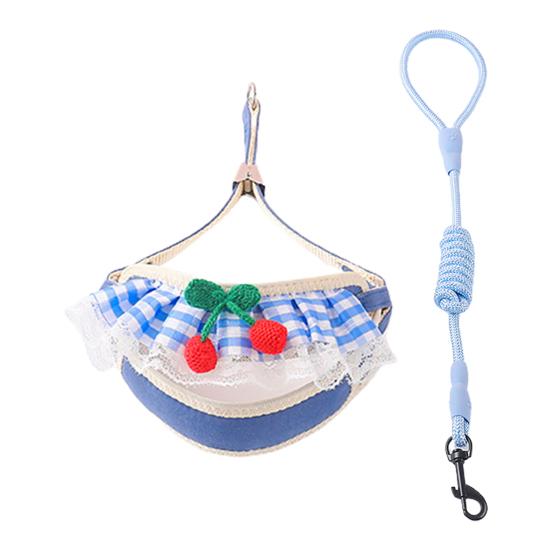 

1 комплект, вязаная веревка с вишневым принтом, стильный принт, отделка для собаки, клетчатый поводок, прочный поводок для кошек, товары для домашних животных синий