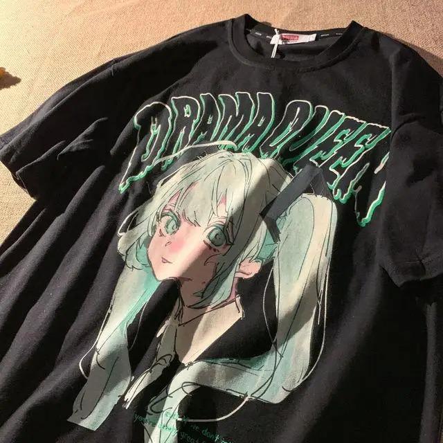 Cute Anime Girl "Drama Queen" Sketch Print T-Shirt | Unisex Cotton Casual Short Sleeve Streetwear Top
