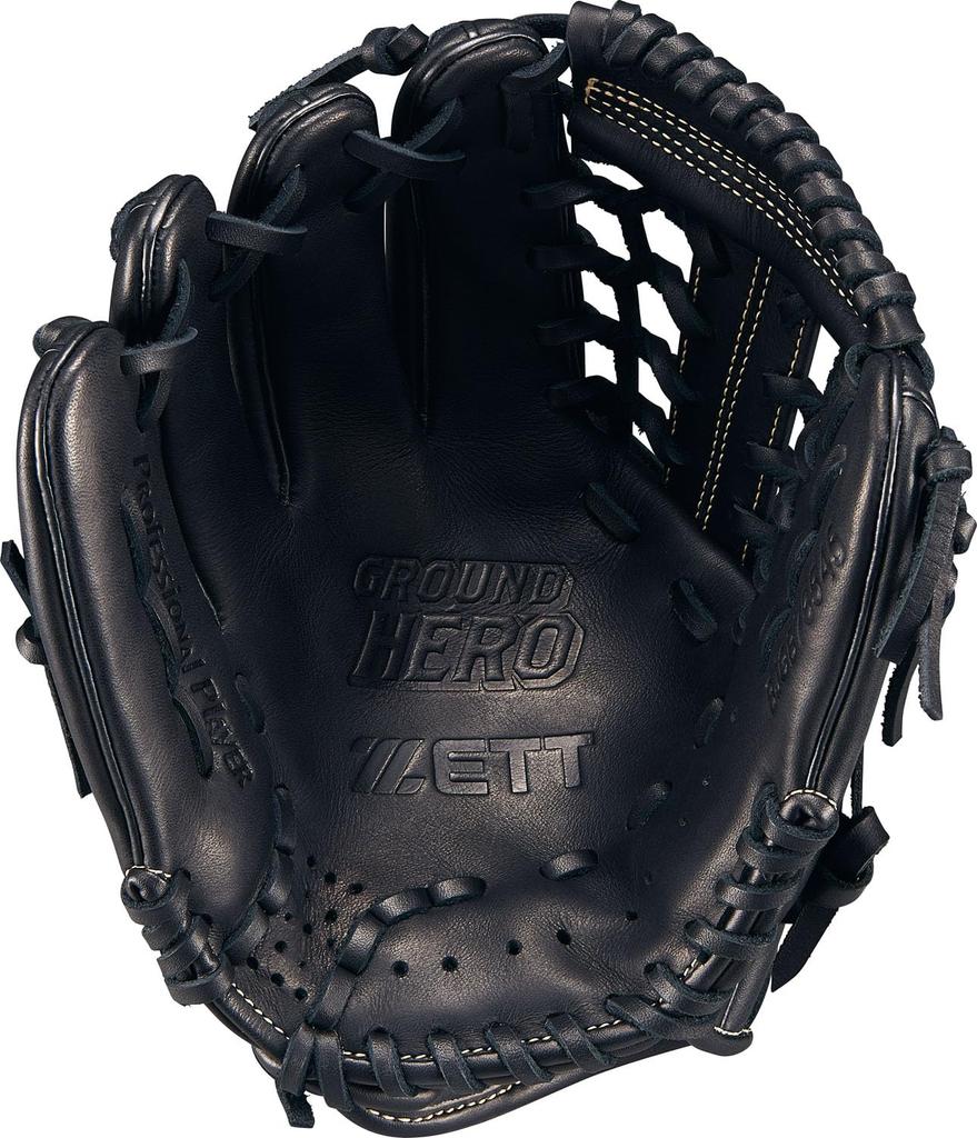 ZETT Youth Baseball Softball Ground Hero Black BJGB76545F Glove, All-Around, Left-Handed Throw, (1900), Size M,