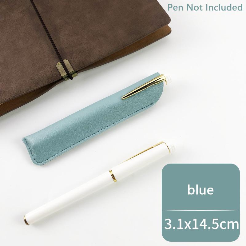 Pu Leather Pencil Holder School Pen Storage Bag Pen Case Solid Color Wear-Resistant Pen Protective Sleeve Small Sign Pen Cover
