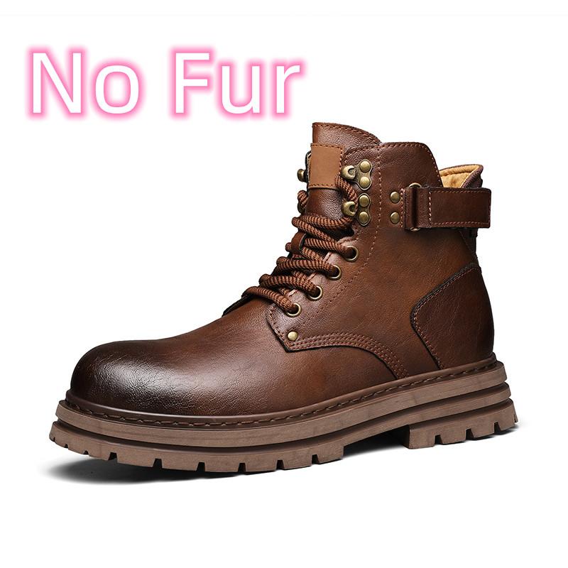 Fashion Ankle Boots Warm Winter Genuine Leather Men Boots Comfort High Top Shoes Outdoor Anti-slip Walking Shoe Travel Lace-Up Boots