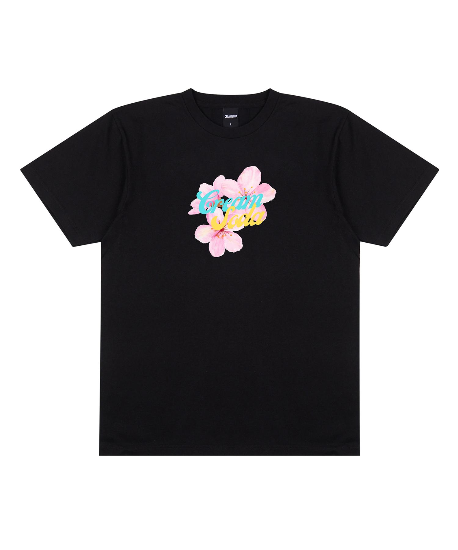 Cream Soda Lab Lab Flower Cream Short Sleeve T-Shirt Black L