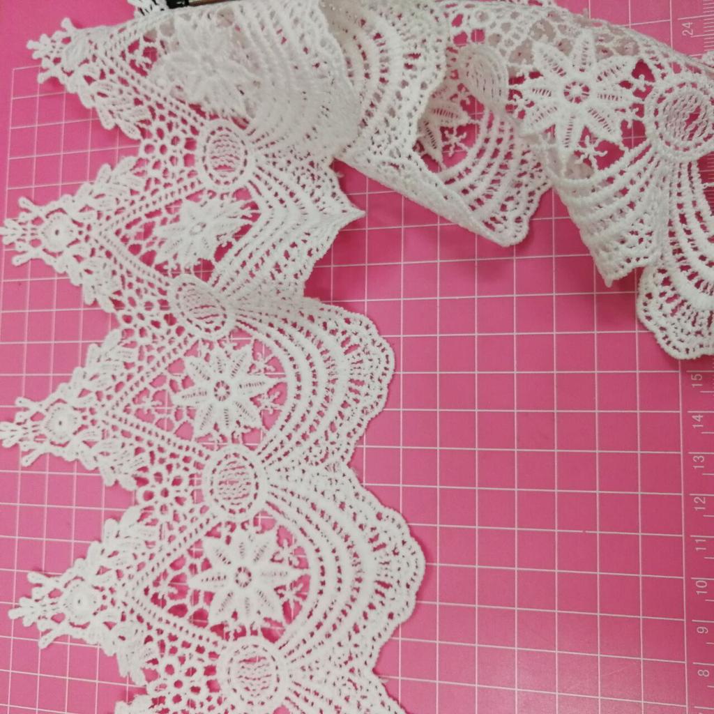 Water-Soluble Unilateral Wave Barcode, Milk Silk Hollow Embroidery Women'S Clothing Skirt Accessories Lace