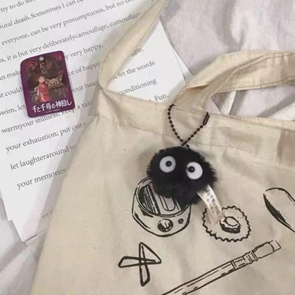 Soot Sprite Plush Charm Keychain: Cute Decoration for Bags, Packaging, and Pencil Cases
